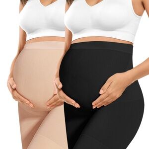 2 Maternity Shapewear Shorts - Black and Tan